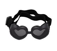 Pssopp Lunettes de Soleil pour Chien, Lunettes à Sangle Réglable en Forme de Cœur avec Rembourrage en Mousse et Ventilation Anti-éblouissement pour Photo de Voyage de Moto de Plage (Black)