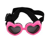 Pssopp Lunettes de Soleil pour Chien, Lunettes à Sangle Réglable en Forme de Cœur avec Rembourrage en Mousse et Ventilation Anti-éblouissement pour Photo de Voyage de Moto de Plage (Pink)