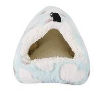 Pssopp Maison d'hiver Chaude et Douce pour Animaux de Compagnie, Lit Suspendu en Peluche Confortable avec Crochets pour Petits Animaux, écureuil, Lapin, Hamster (Bleu Ciel)