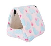 Pssopp Maison d'hiver Chaude et Douce pour Animaux de Compagnie, Lit Suspendu en Peluche Confortable avec Crochets pour Petits Animaux, écureuil, Lapin, Hamster (Pink)