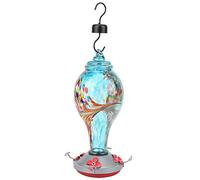 Pssopp Mangeoire à Oiseaux en Verre de Peinture Colorée, Mangeoire à Colibris Durable avec Douve, Facile à Nettoyer et à Assembler pour Le Jardin et la Cour (T2)