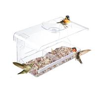 Pssopp Mangeoire à Oiseaux Transparente, Petite Mangeoire à Fenêtre Transparente avec Plateau à Graines Amovible pour Observer Les Oiseaux de Près