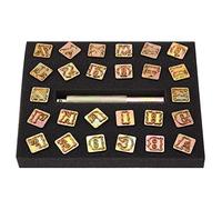 Pssopp Métal 13 Mm Lettre de Punch Set Craft Tool Tampon en Acier, 26 Lettres Empirement Alphabet Poignée Imprimée pour le Sac de Courroie en Cuir Marquage Artisanal pour le Marquage