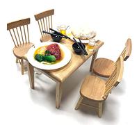 Pssopp Meubles de Maison de Poupée, Modèle de Chaise de Salle à Manger Miniature en Bois, Design Mignon pour Maison de Poupée 1:12, Décoration de Idéale pour Les Enfants (Couleur du Bois)