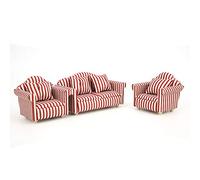 Pssopp Mini Ensemble de canapé pour Maison de Poupée 1:12, Meubles en Tissu de Bois avec Oreillers, Design Moderne et élégant pour Maison de Poupée pour Enfants