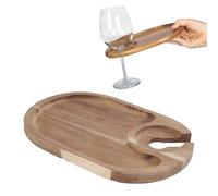 Pssopp Mini Planche à Charcuterie avec Support pour Verre à Vin, Plateau de Service à Cocktail en Bois, Assiettes Individuelles pour Collations ou Desserts