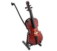 Pssopp Miniature Violoncelle en Bois avec Étui, Modèle d'Instrument de Musique Décoratif, Ornement de Bureau, 14 cm