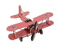 Pssopp Modèle d'avion Décoration Vintage Rétro Métal Forgé Fer Biplan Avion Avions Artisanat Modèles(Rouge)