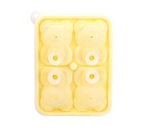Pssopp Moule à Glaçons en Forme D'Ours, Plateau à Glaçons en Silicone, 4 Grilles, en Forme de Petit Ours, pour Crème Glacée, Cocktail, café, avec Matériau de qualité Alimentaire, Facile (YELLOW)