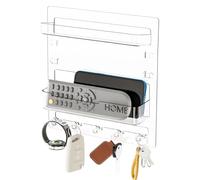 Pssopp Organisateur D'accessoires D'étagère de Chevet, Rangement de Chevet en Dortoir Mural avec Crochets pour Le Chargeur D'écouteur à Distance (Noir) (Transparent)