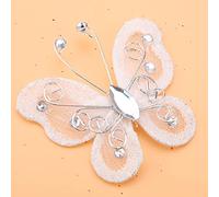 Pssopp Papillons en Maille Transparente, Papillons en Organza Pailletés pour Décorations de Mariage et de Fête, 24 en Nylon de Haute qualité à Usage Polyvalent (White)