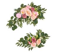 Pssopp Paquet de 2 Guirlandes de Fleurs Artificielles, Fleurs Artificielles, Panneaux de Bienvenue, Décorations Florales pour Décoration de Fond d' d'entrée, Lot de 2 Guirlandes de, Réception de