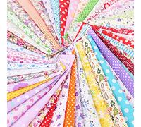 Pssopp Patch de Travail en Coton imprimé 100 Pièces, Patch carré Respirant, Tissu en Coton imprimé Différents Motifs, Fournitures de Bricolage pour Débutants, Accessoires de Couture de Vêtements