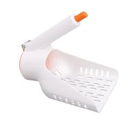 Pssopp Pelle à Litière pour Chat avec Récipient, Trous de 6 Mm PP 16 X 20 X 20,5 Cm, Bouton Poussoir pour Nettoyage du Bac à Litière en Bentonite de Tofu, Utilisation à Une Main (White)