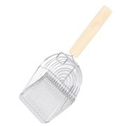 Pssopp Pelle à Litière pour Chat en Acier Inoxydable, Manche en Bois, Passage Facile de la Litière, Conception Ergonomique, Parfaite pour Les Chatons et Les Chats