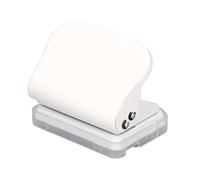 Pssopp Perforatrice à 3 Trous avec Base en Plastique, Système de Positionnement Rapide, Corps en Métal Peint et Bac de Récupération des Chutes de papier. (WHITE)