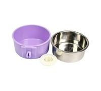 Pssopp Petit Bol pour Animaux de Compagnie en Acier Inoxydable Amovible avec Support de Montage pour Furet de Lapin Cochon d'Inde Cage à Oiseaux Plat d'eau Alimentaire (Violet Petit)
