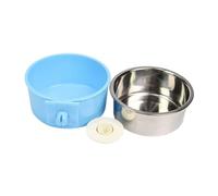 Pssopp Petit Bol pour Animaux de Compagnie en Acier Inoxydable Amovible avec Support de Montage pour Furet de Lapin Cochon d'Inde Cage à Oiseaux Plat d'eau Alimentaire (Bleu Petit)