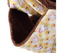 Pssopp Petit Hamac pour Animaux de Compagnie avec Nid Chaud Double Couche pour Perroquets écureuils, Sac de Couchage Confortable, Motif Lapin Jaune Mignon, 2 Tailles Disponibles (Grande Taille)
