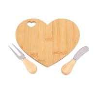 Pssopp Planche à Fromage en Forme de Cœur avec Fourchette et Ensemble de Couteaux, Plateau de Service de Pain et de Fromage pour la Viande, les Légumes, les Aliments, les Collations