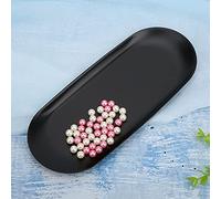 Pssopp Plateau de Rangement en Acier Inoxydable 430 Poli Miroir, Plateau à Outils pour Bougies D'aromathérapie avec Châssis Lisse pour Fruits Secs, Collations, Petits Objets, (L Noir)