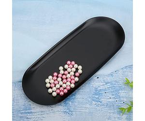 Pssopp Plateau de Rangement en Acier Inoxydable 430 Poli Miroir, Plateau à Outils pour Bougies D'aromathérapie avec Châssis Lisse pour Fruits Secs, Collations, Petits Objets, (L Noir)