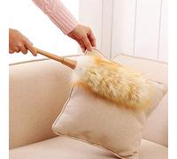 Pssopp Plumeau Long, Nettoyant pour Laine d'agneau Douce, Manche en Bois Robuste, pour le Nettoyage Ménager et l'époussetage des Articles Délicats