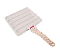 Pssopp Poêle à Saucisses, Poêles à Griller, Moule pour Chien, Plateau de Cuisson, Ustensiles de Cuisson avec Poignée en Bois pour Cuisine, Camping, Poêle à Saucisses, 5 Grilles Antiadhésives pour