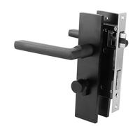 Pssopp Poignée de Serrure de Porte de Chambre à Coucher Réversible en Aluminium Noir, Serrure à Levier en Aluminium avec Clés, Conception à Roulement Silencieux, Bouton Rotatif au Pouce, Convient aux