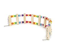 Pssopp Pont Suspendu en Bois pour Perroquets, Jouet d'escalade, échelle de Pont pour Perroquets, Perche à Oiseaux avec Perles Colorées et Crochet en Métal pour, Oiseaux, (6 * 39 cm)