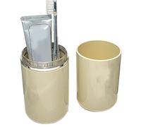 Pssopp Porte-Brosse à Dents et Dentifrice, étui de Voyage pour Brosse à Dents, 2 en 1, Coque Rigide, Porte-Dentifrice, Tasse de Rinçage pour Voyage d'affaires, Camping, Salle de Sport Nan (crème)