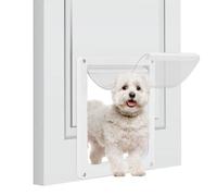Pssopp Porte D'entrée pour Animaux de Compagnie à Rabat Transparent, Cadre en Alliage en Aluminium Haute Résistance Facile à Ouvrir et Verrouiller la Porte Automatique du Chien pour Les (L)