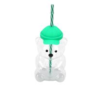 Pssopp Pots à Café/tasses à café 20oz Silicone Réutilisable Verre Ours Gobelet Multifonctionnel Boire Paille Tasse pour Smoothies Lait thé Eau Jus Voyage Miel Ours Paille Tasse, Miel (Casquette de