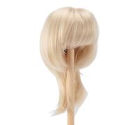 Pssopp Poupée Courte avec Cuir Chevelu simulé, Sensible aux Cheveux Doux par Rapport à la Circonférence de la Tête de 18,5 à 21 Cm, des Cheveux Synthétiques élégants et Beaux dans le Quai (Or de lait)