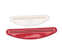 Pssopp Presse-Dentifrice Polyvalent 2 Pièces, Distributeur de Dentifrice à Tube Suspendu, Outil de Presse pour Salle de Bain, Permettant D'économiser du Travail (Grand Rouge Petit Blanc)