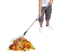 Pssopp Râteau Télescopique de Jardin, Râteau à Feuilles Pliable Réglable en Acier au Carbone, 15 Dents, Parfait pour Le Nettoyage de l'herbe et des Débris dans Les Jardins et Les Fermes