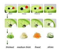 Pssopp Rateurs de Fromage Roure, Spiraliseur Lourd Compact avec 4 Modes, pour les Oignons, les Carottes, les Concombres, et Plus, Super Facile à Utiliser, Outil de Cuisine Polyvalent, Spiraliseur