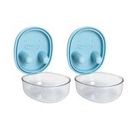Pssopp Récipients à Collation 2 Pièces, Couvercle à Doigt en Silicone Réutilisable ABS 4,7x3,9x2,4 Pouces, sans Gâchis pour les Chips, les Fruits, les Jeux, le Travail, le Pique-n (BLUE)