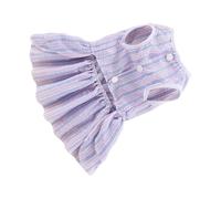 Pssopp Robe pour Animal Domestique pour Bouledogue Français, Bichon, Peluche de Poméranie, Robe Rayée en Polyester Respirant avec Nœud Papillon pour Petits Chiens au Printemps et en été (XL)