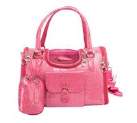Pssopp Sac à Main de Transport pour Chien, 40 × 22 × 26 Cm Rose Pliable en Cuir PU Sac à Main pour Chiot Fourre-Tout de Transport pour Animaux de Compagnie Respirant (S: 34x20x2 2cm/13,4x7,9x8,7