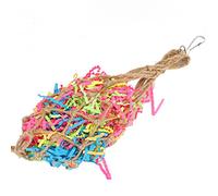 Pssopp Sac en de Papier déchiqueté, Jouet pour Oiseau, activité de Mastication et de Morsure avec Crochet pour Perroquets et Autres Oiseaux