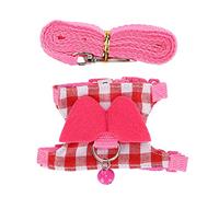 Pssopp Sangle de Poitrine pour Petit Gilet pour Animaux de Compagnie, Harnais de Marche en Tissu Doux avec Ensemble de Laisse pour Hamster et Lapin, Idéal pour Les Activités de Plein Air (M)