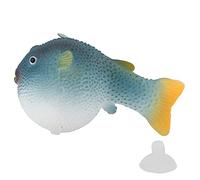Pssopp Simulation de Poisson Bouffant en Caoutchouc Brillant, Décoration avec Ventouse à Fil pour Décor D'aquarium de Poissons (Blue)