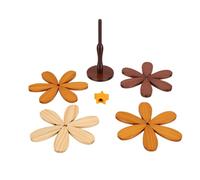Pssopp sous-Verres en Bois Pliables en Forme d'arbre pour Plats Chauds, Set de 4 Dessous de Verre Naturels avec Support de Rangement pour Tasses, Casseroles, Assiettes (Conception d'étoile 4 pièces)