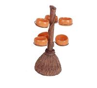 Pssopp Support de Bol de Citrouille d'Halloween, Bols de Service de Collation en Résine avec Base de Balai, Présentoir à 3 ou 6 Trous pour Bonbons, Salades de Fruits, Desserts à la Décoration de (#1)