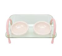 Pssopp Support de Nécessités Quotidiennes pour Chat, Double Bol Anti-désordre, Anti-éclaboussures, Mangeoire à Eau pour la Maison, Bol de Nourriture surélevé pour Chat, Bols Surélevés pour Chien