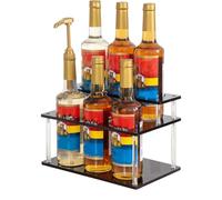 Pssopp Support de Rangement pour Sirop de café en Acrylique à 2 Niveaux, Support pour Bouteilles de 32 X 19 X 18 Cm, Anneaux Anti-Chute, Rangement de Comptoir Facile à Nettoyer pour Cuisine, café,