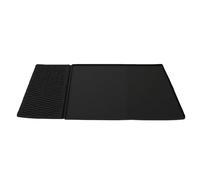 Pssopp Tapis à café en Silicone, Tapis de Séchage de Tasse de Table de Bar Antidérapant, Protecteur de Comptoir, 70,3 X 40 Cm, Double Section, Bords Surélevés Résistants à la Chal (BLACK)