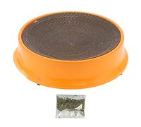 Pssopp Tapis à Gratter pour Chat, Papier ondulé avec Herbe à Chat, Salon et Grattoir 2 en 1 pour et Chatons (Orange)