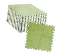 Pssopp Tapis Puzzle en Peluche Antidérapant, Carrelage Emboîtable Facile à Installer, Tapis de Sol Doux et Confortable 11,8 X 11,8 Pouces pour Chambre d'enfants (Vert Fluorescent)